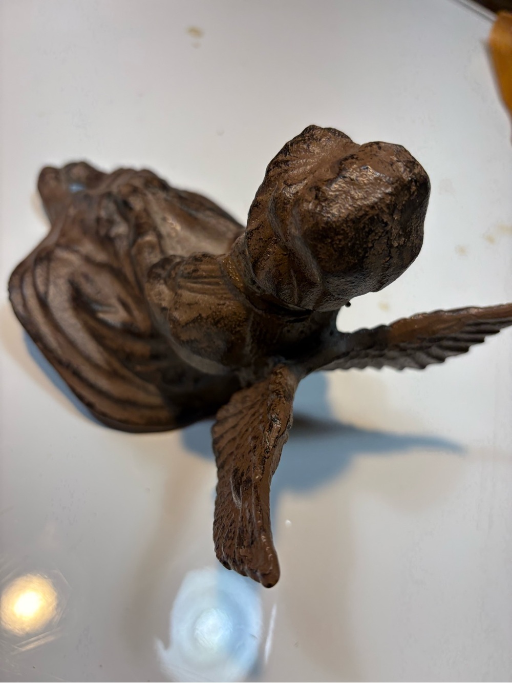 cast iron angel cherub figurine shelf sitter or rustic home decoration - Picture 7 of 9